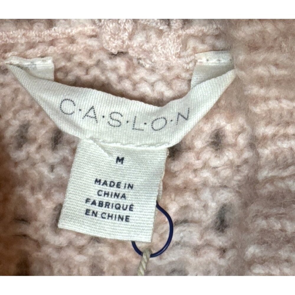Caslon Sweater Womens Medium Pink Open Knit Mock Soft Lightweight Nordstrom NEW - Picture 2 of 9